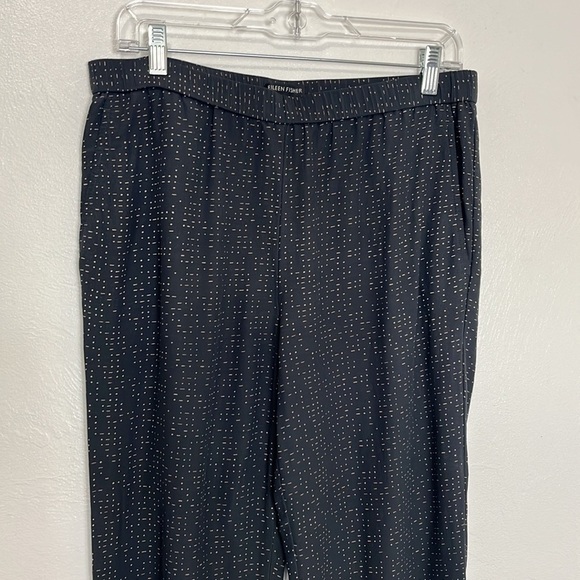 Eileen Fisher Pull On Pant Women's S Gray Small Pink Elongated Dots Tapered Leg - Picture 4 of 12